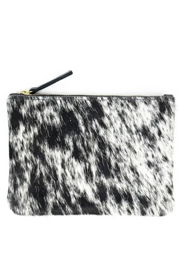Primecut Salt + Pepper Hair on Hide Zipper Pouch