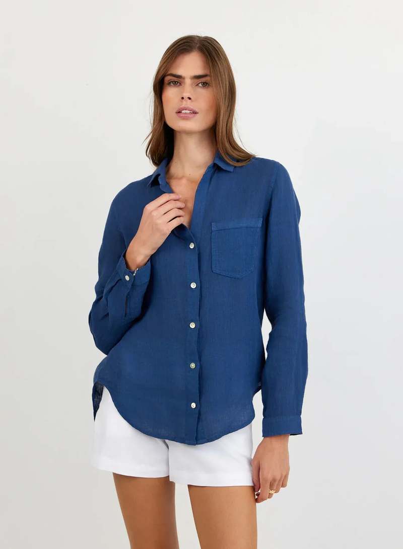Bella Dahl Pocket Button Down Shirt - Midnight Surf
