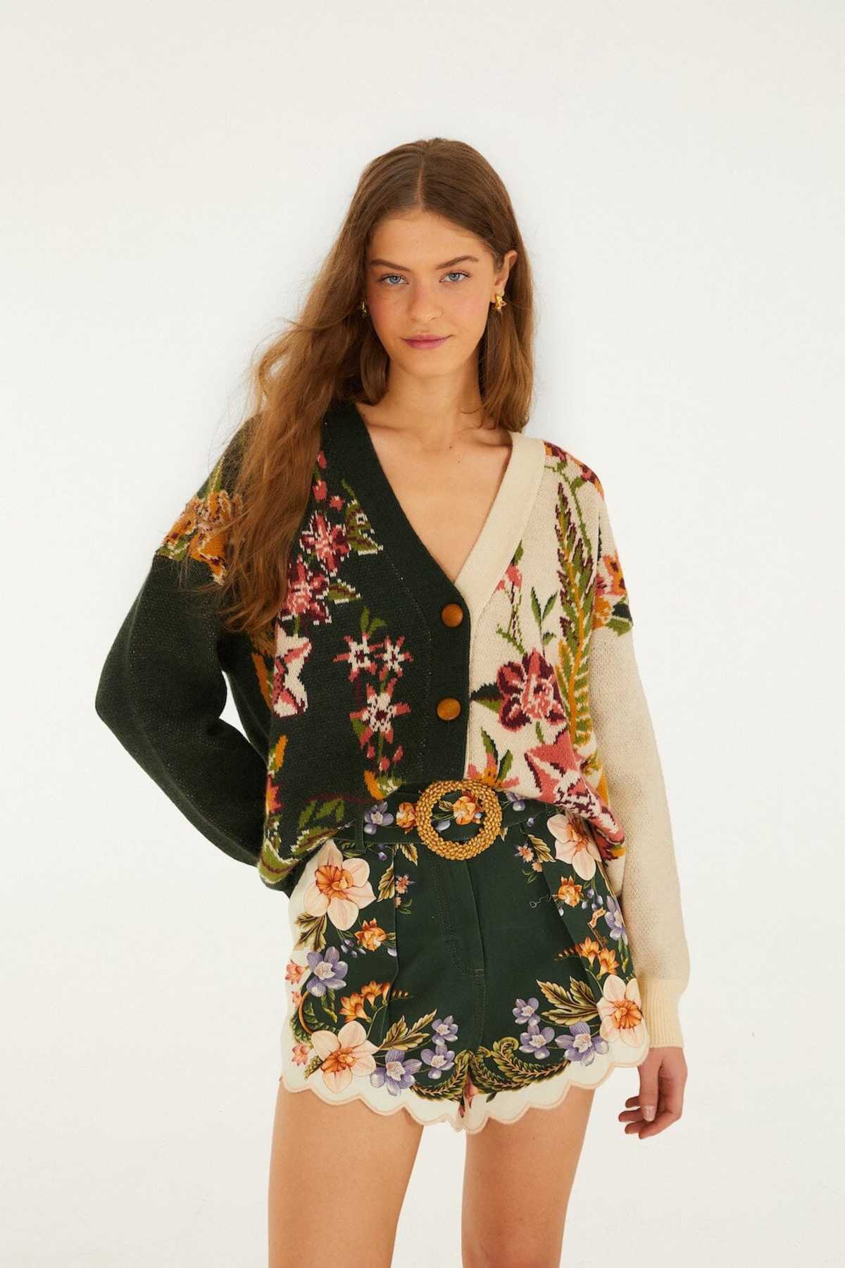 Farm Rio Mixed Nature Knit Cardigan - Image 1 of 4