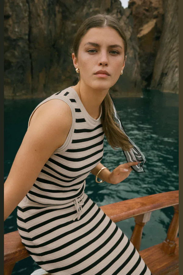 Z Supply Emori Striped Tank & Midi Skirt Set - Natural