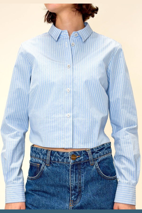 Odeeh Pinstripe Shirt - Air Blue