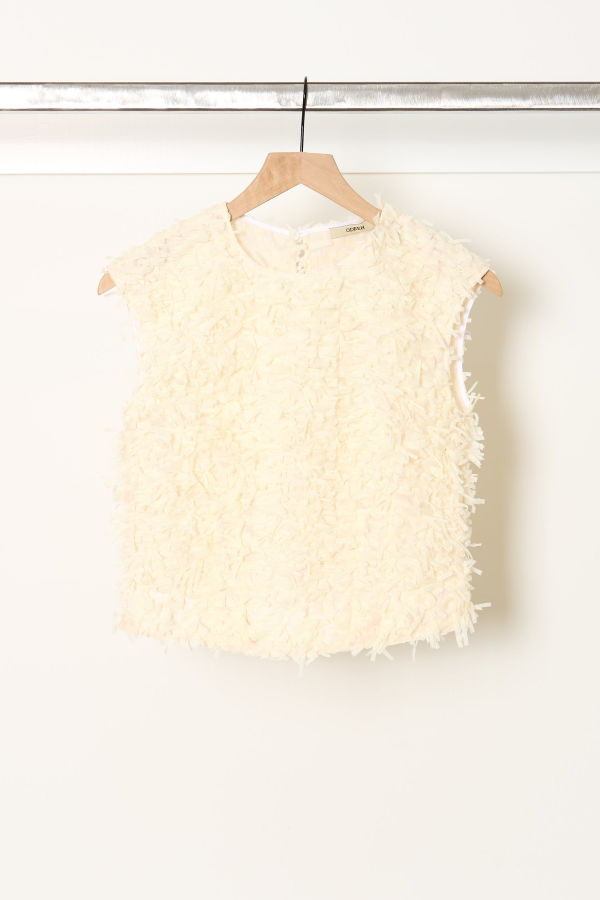 Odeeh Textured Shirt Cream Top