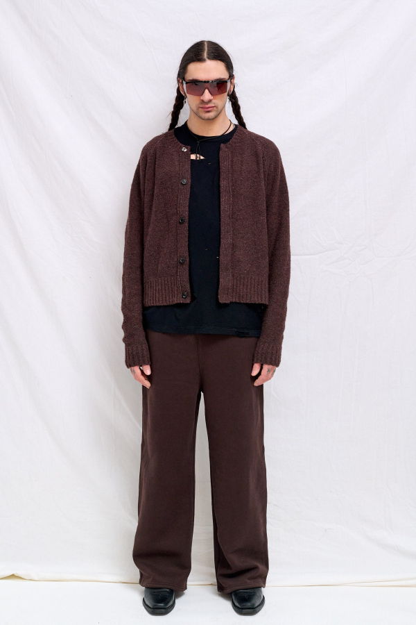 TONYWACK Brown Placket Button Down Knit Cardigan
