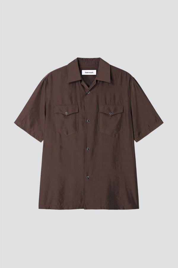 TONYWACK Brown Washed Rayon Pearl Snap Shirt