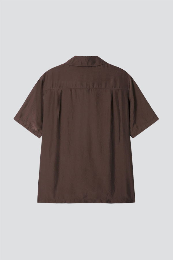 TONYWACK Brown Washed Rayon Pearl Snap Shirt