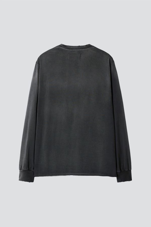 TONYWACK Faded Black Garment Dyed Long Sleeve Crew Top