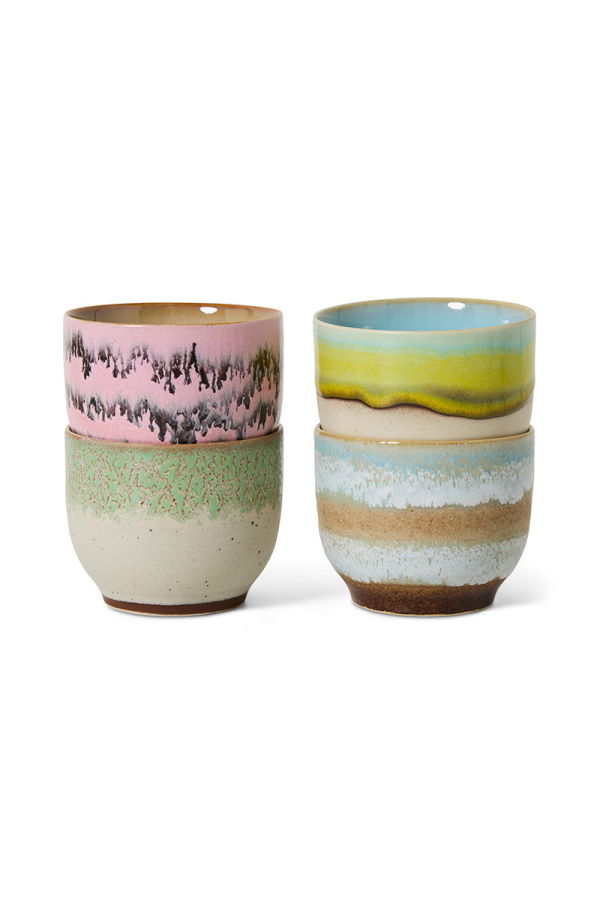 HKliving 70s Ceramics Café Cups Deco Set of 4 Mugs