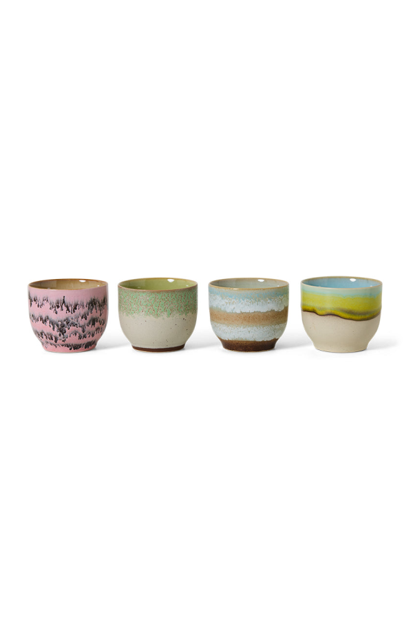 HKliving 70s Ceramics Café Cups Deco Set of 4 Mugs