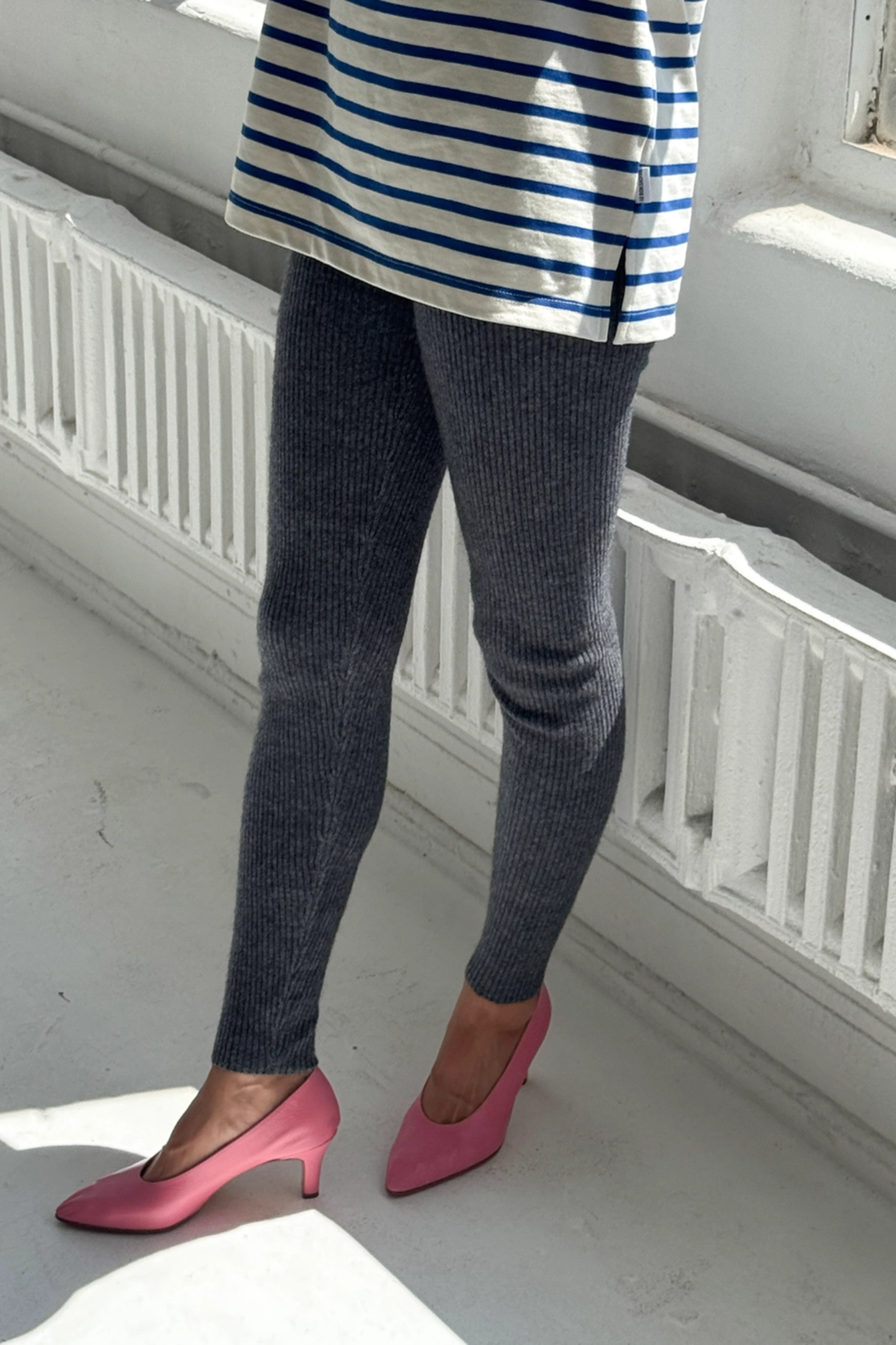 Le Bon Shoppe Cashmere Ribbed Leggings Leggings - Charcoal - Image 2 of 3