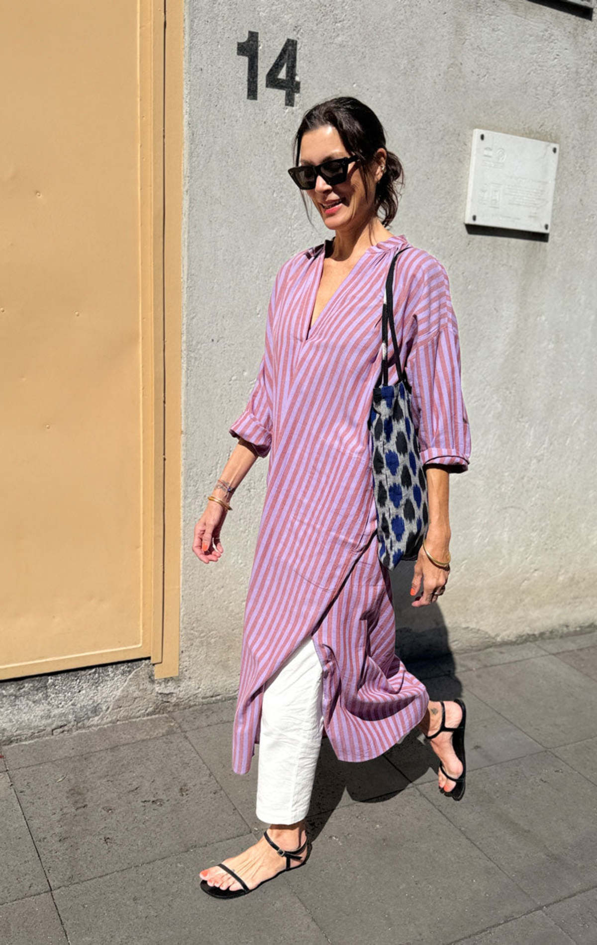 Two Striped Viola Long Caftan - Image 1 of 7