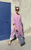 Two Striped Viola Long Caftan - Thumbnail 2
