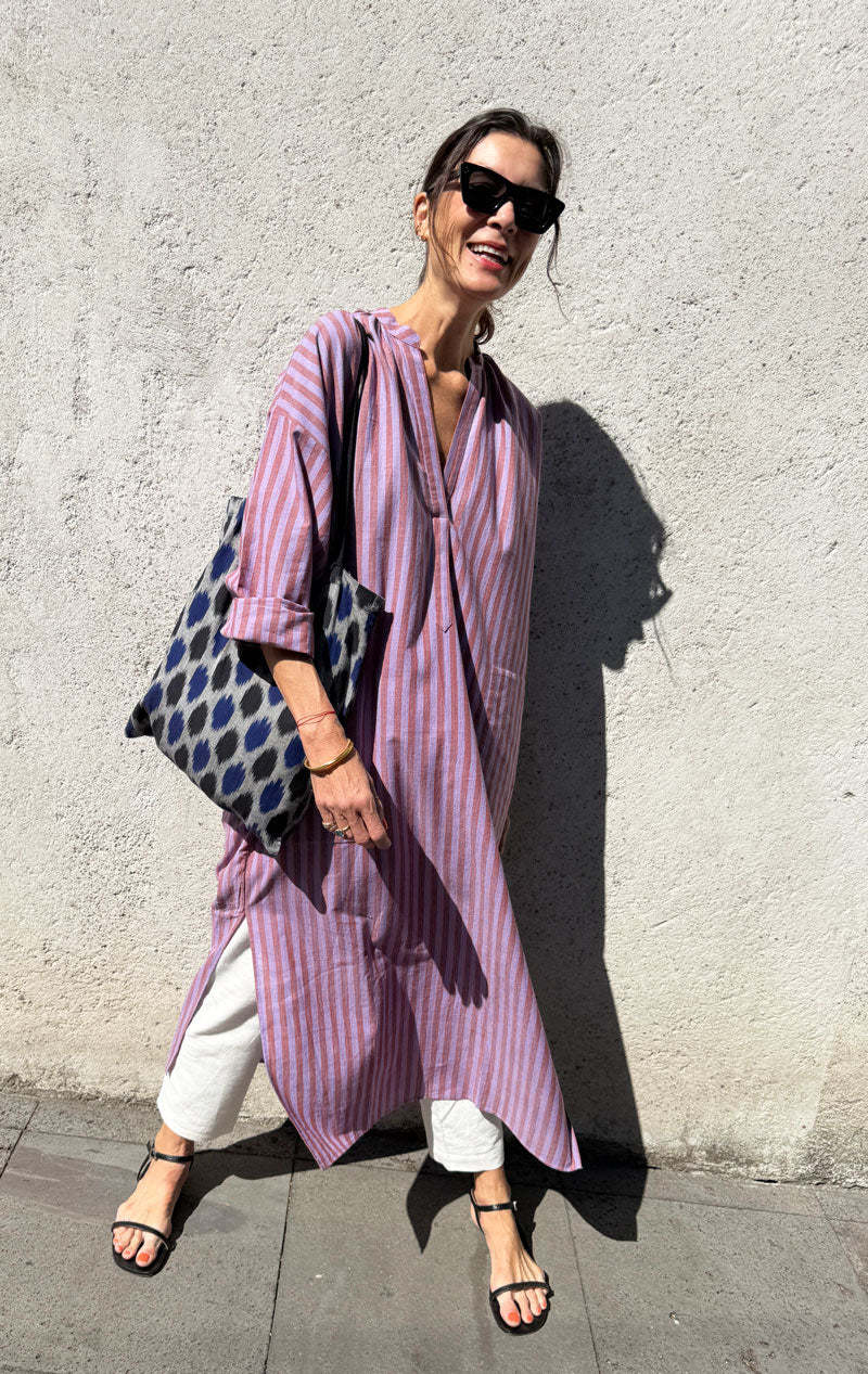 Two Striped Viola Long Caftan