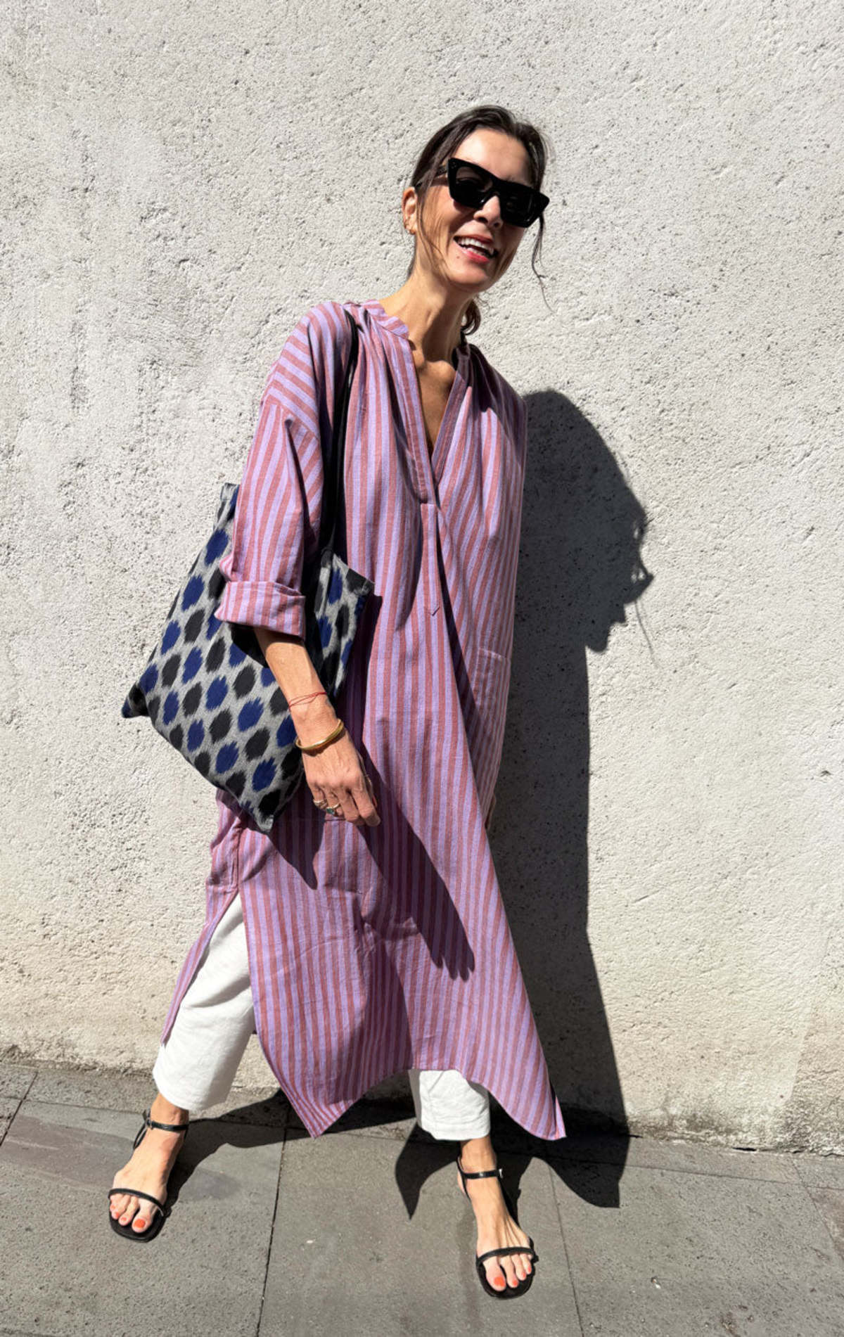 Two Striped Viola Long Caftan - Image 3 of 7