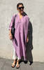 Two Striped Viola Long Caftan - Thumbnail 5