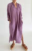 Two Striped Viola Long Caftan - Thumbnail 7