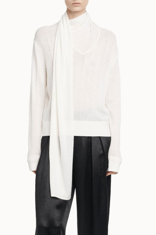 MARIA McMANUS Drop Needle Scarf Sweater - Ivory