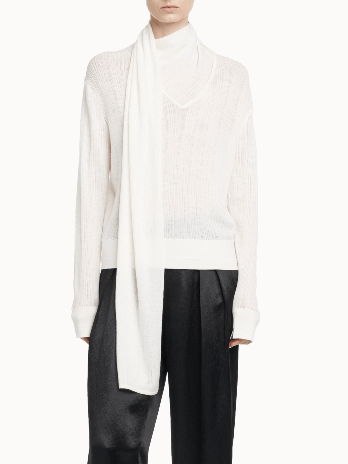 MARIA McMANUS Drop Needle Scarf Sweater - Ivory - Image 2 of 3