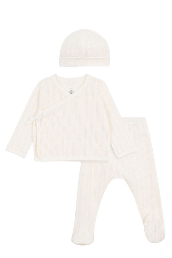 KIDS Petit Bateau Baby Three Piece Set - Cream
