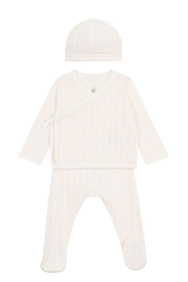KIDS Petit Bateau Baby Three Piece Set - Cream