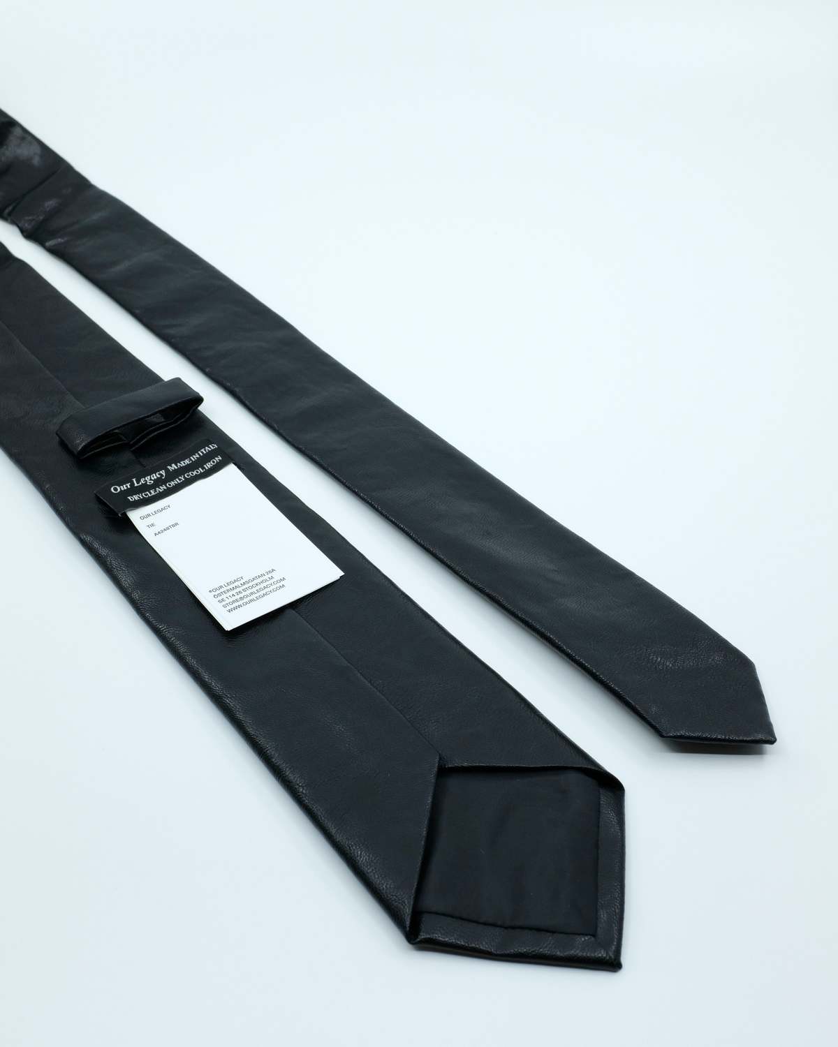 Our Legacy Black Real Fake Leather Tie - Image 2 of 4