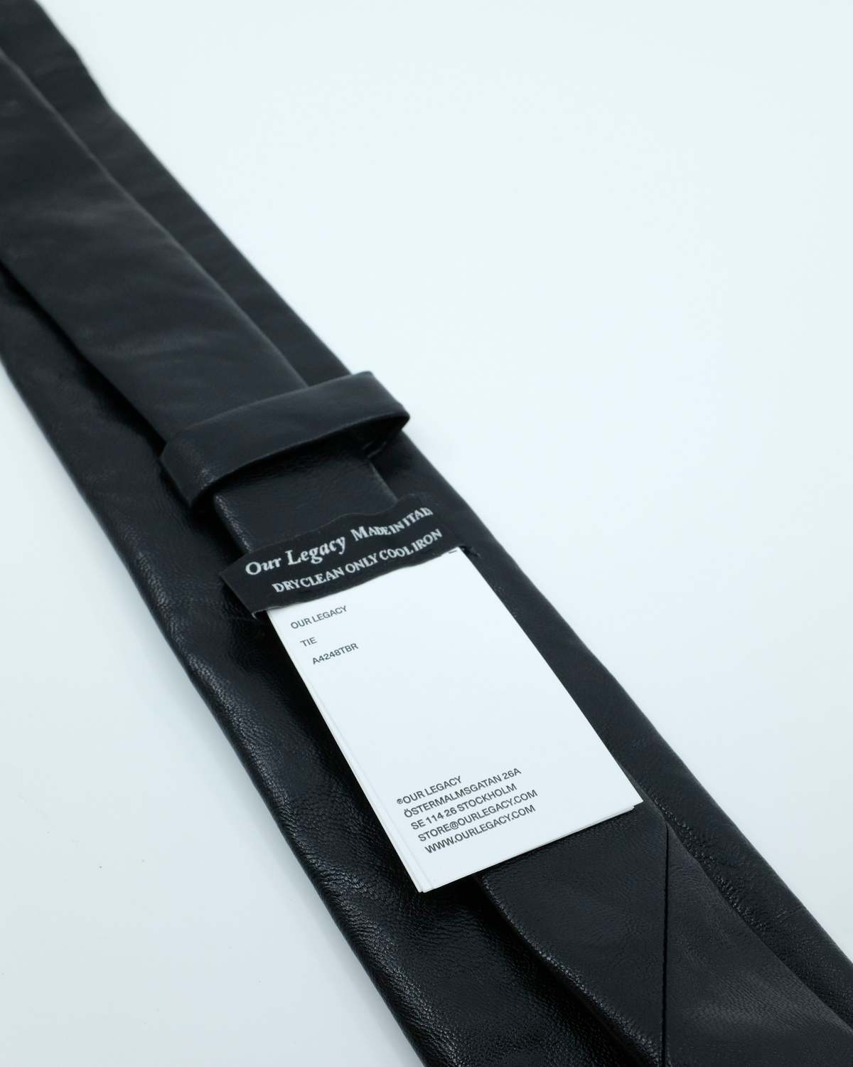Our Legacy Black Real Fake Leather Tie - Image 4 of 4