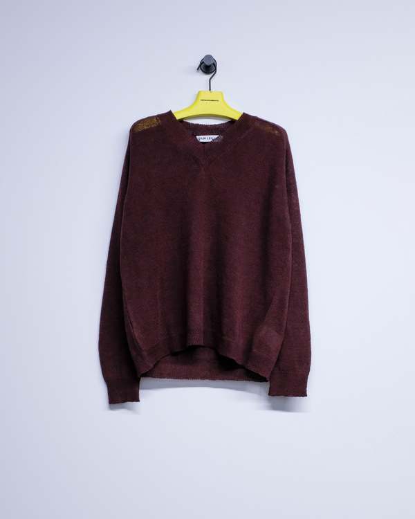 Our Legacy Cabernet Cyclone Linen Rue V-Neck Sweater