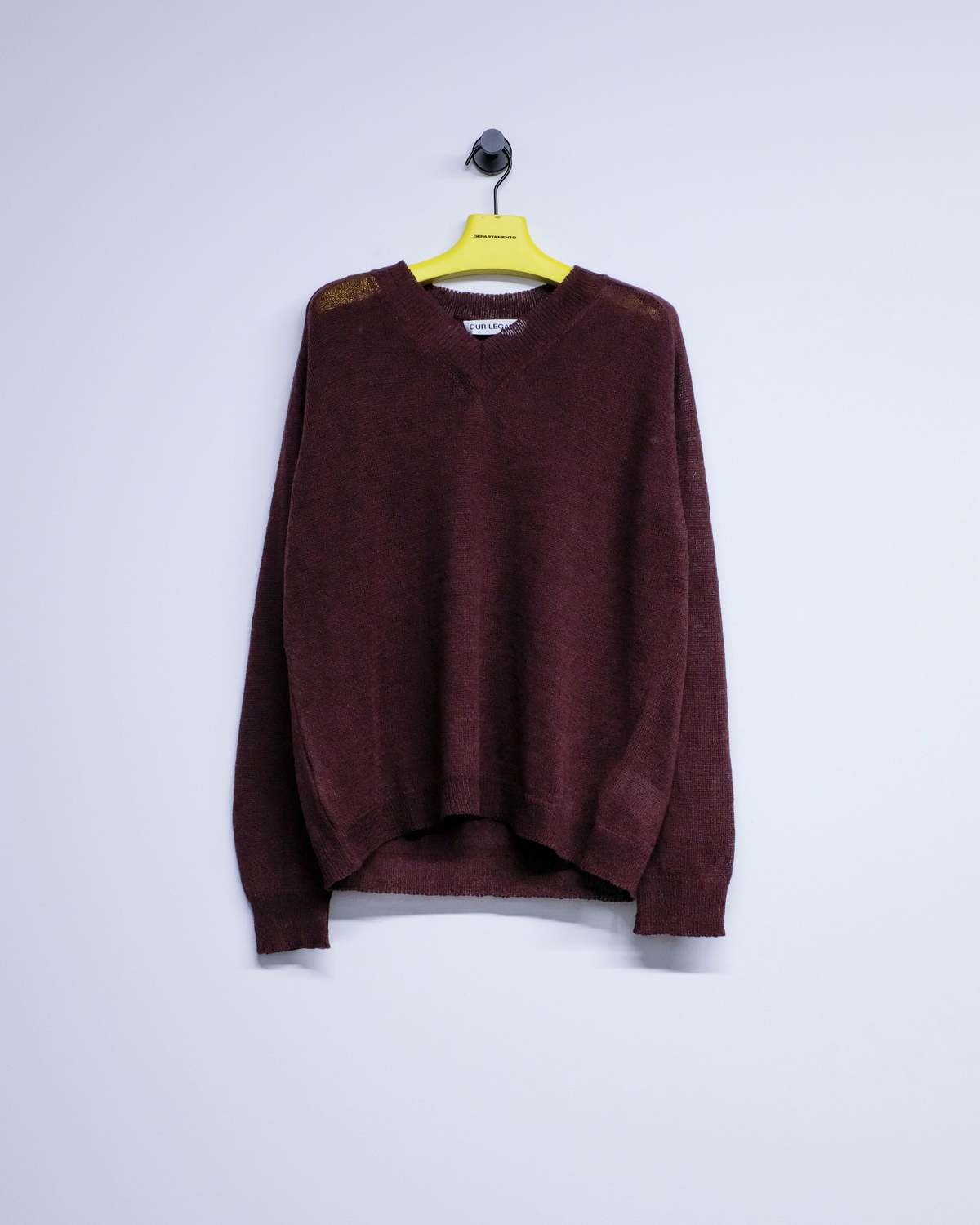 Our Legacy Cabernet Cyclone Linen Rue V-Neck Sweater - Image 1 of 2