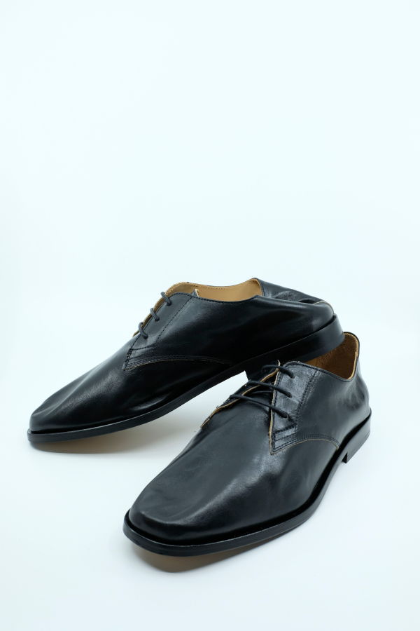 Our Legacy True Dye Black Leather Collapsing Consultant Shoes - Black