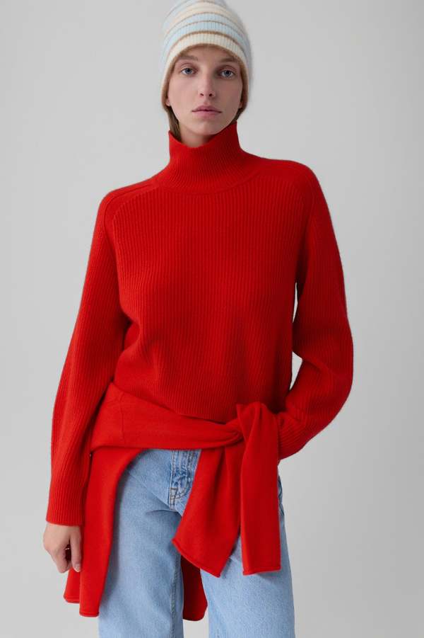 Guest in Residence Cropped Rib Turtleneck Sweater