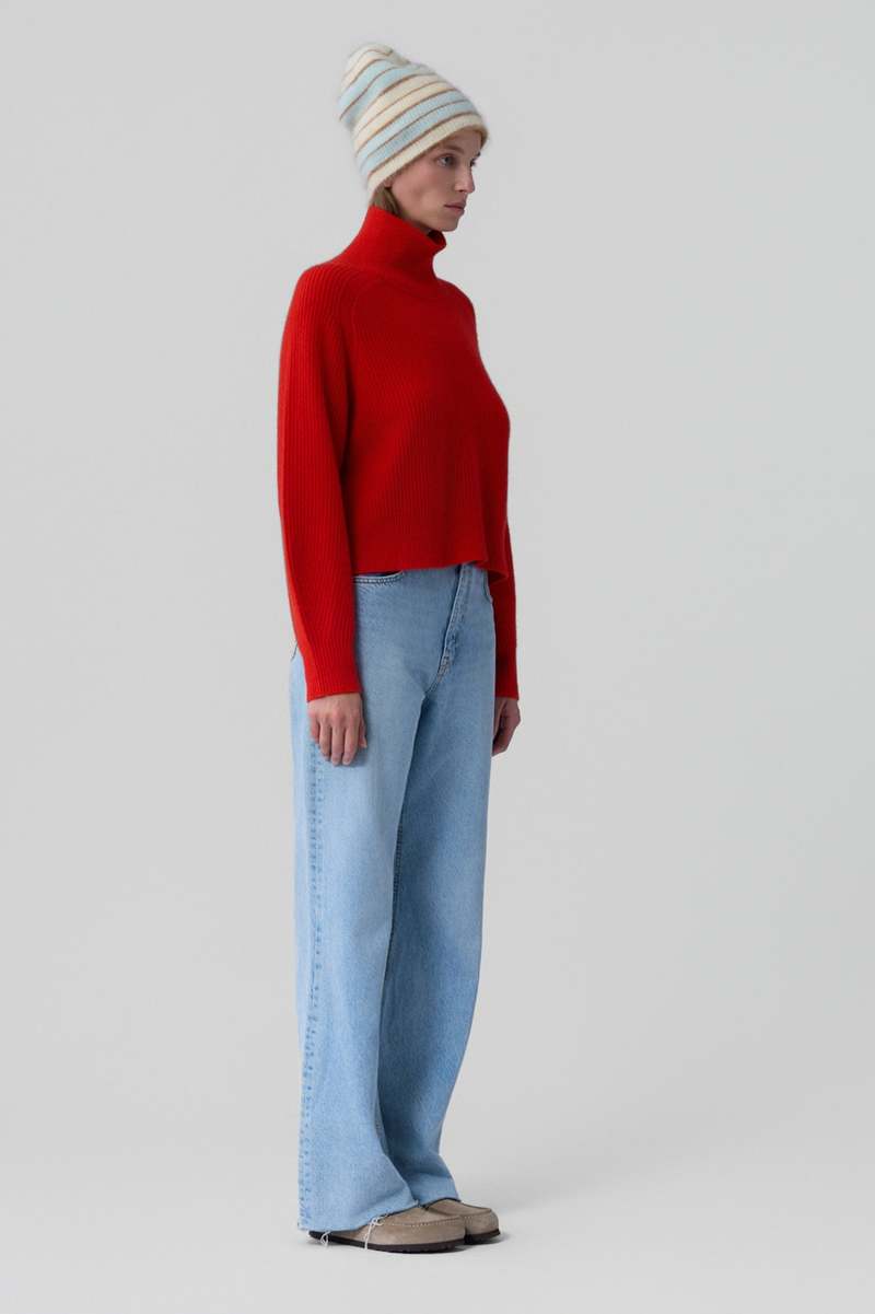 Guest in Residence Cropped Rib Turtleneck Sweater