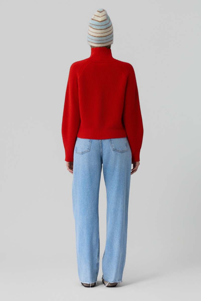 Guest in Residence Cropped Rib Turtleneck Sweater