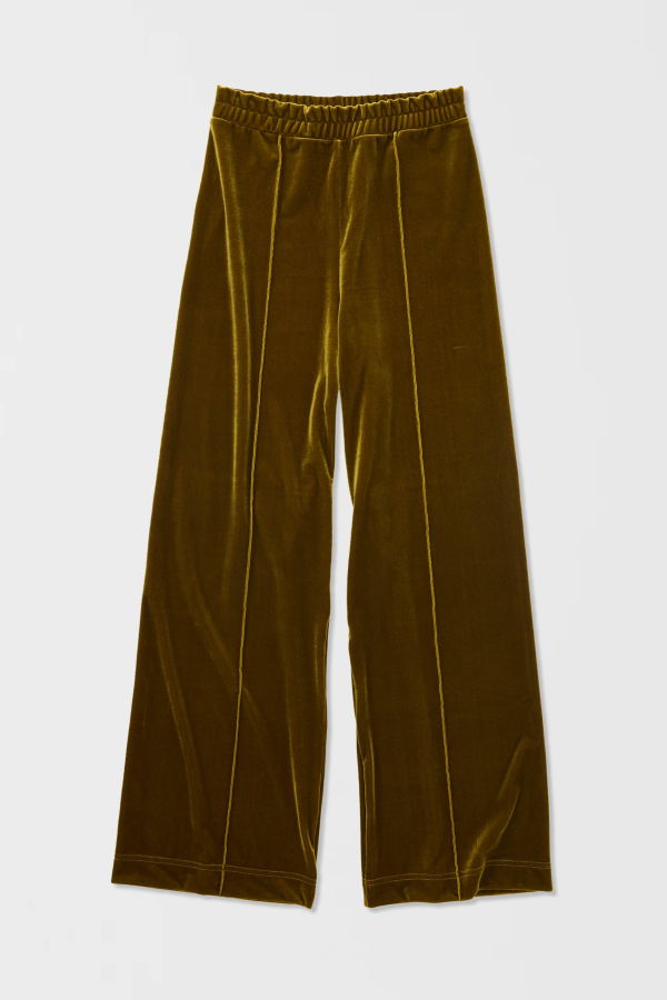 Simone Wild Velvet Top Stitched Pants - Pear