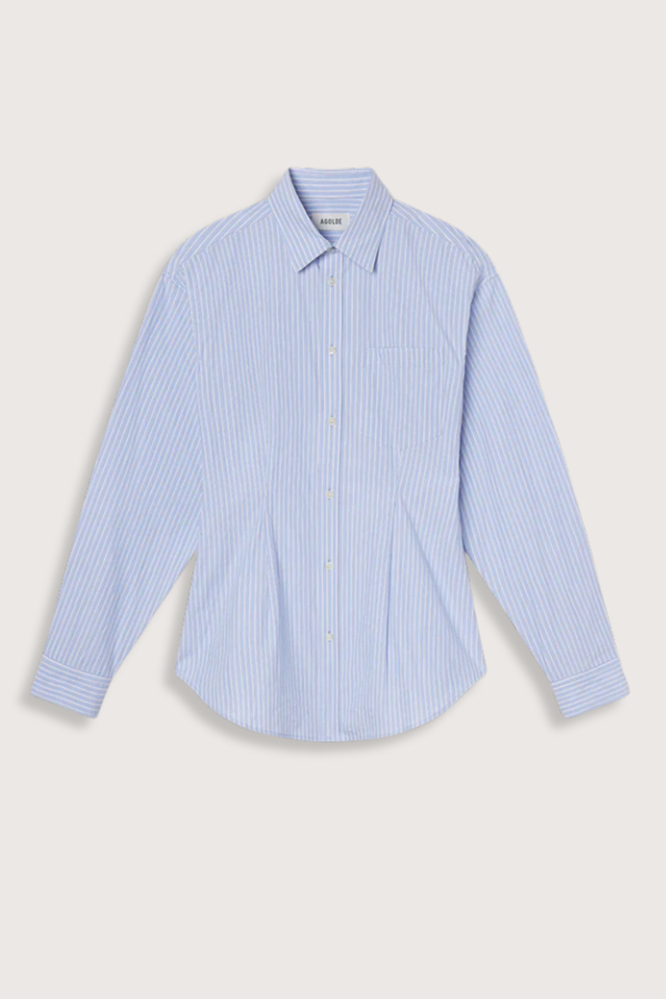 AGOLDE Cinch Shirt Webb Stripe - Light Blue/White Stripe