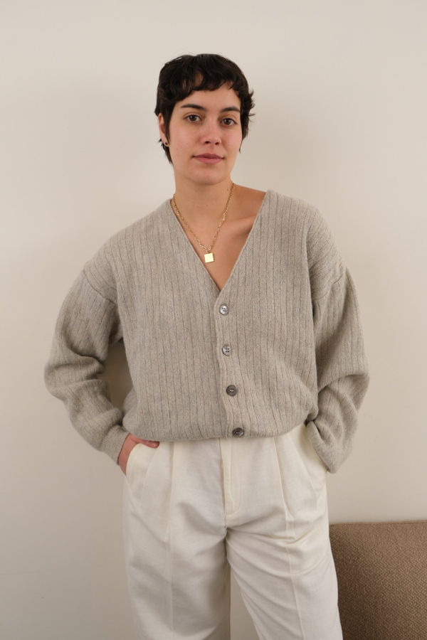 Hermine Vintage 90s Lacoste Baby Alpaca Cardigan Sweater - Gray