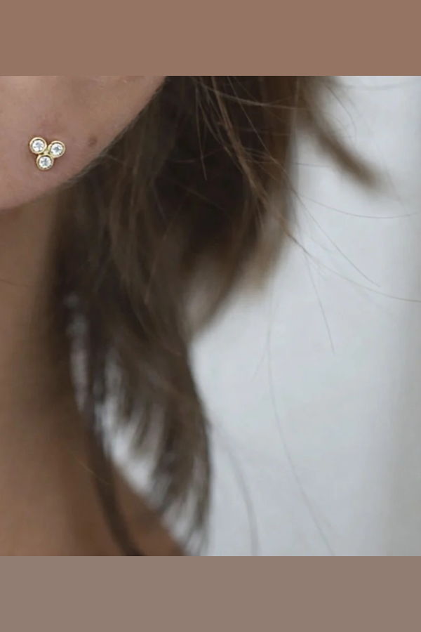 Studio Minimale Trinity Diamond Studs - 14k Gold