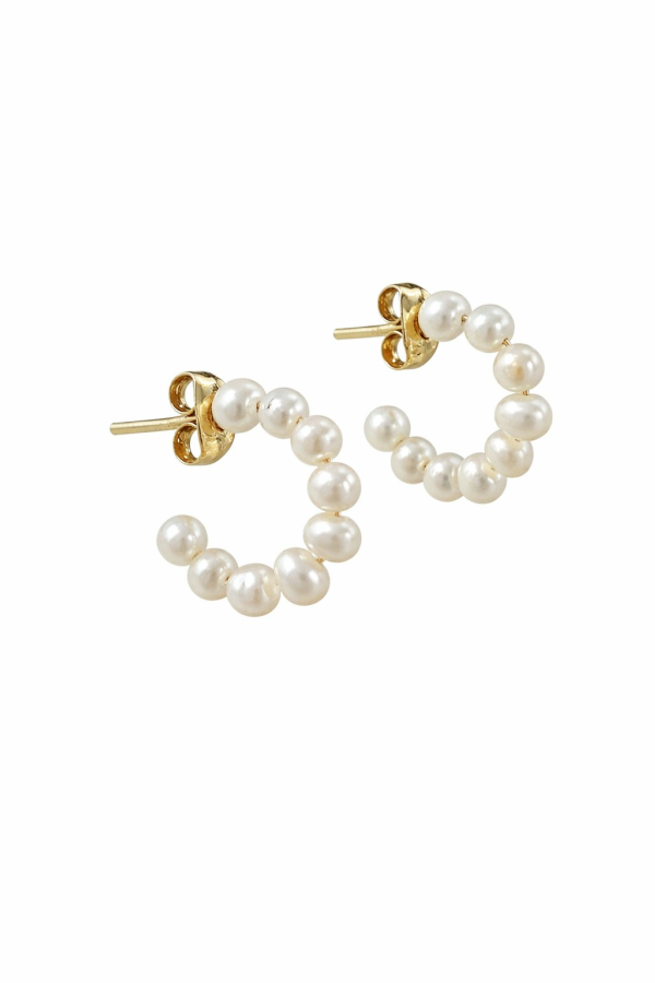 Lustrous Mini Pearl Hoops