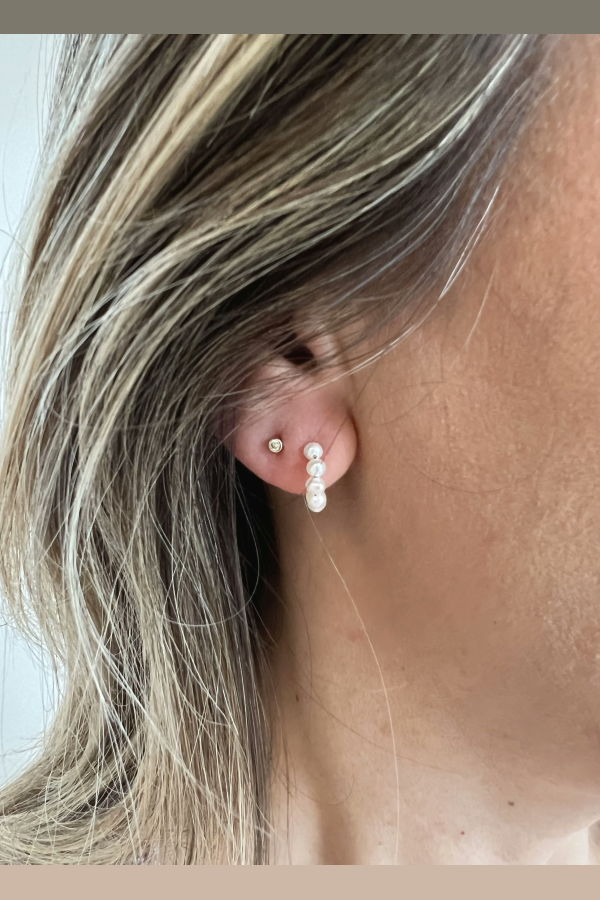 Lustrous Mini Pearl Hoops