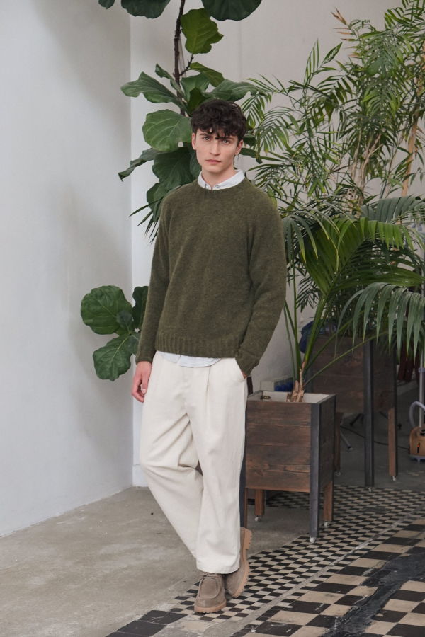 Delikatessen Crewneck Brushed Sustainable Alpaca Wool Sweater - Green