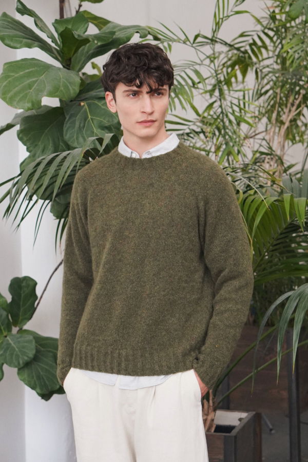 Delikatessen Crewneck Brushed Sustainable Alpaca Wool Sweater - Green