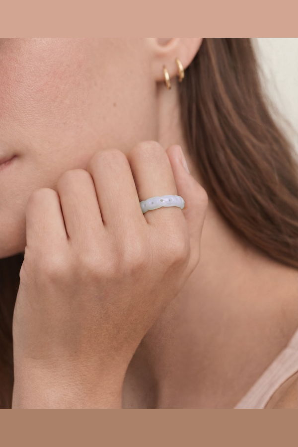 seree Weave Jade Ring - Off White