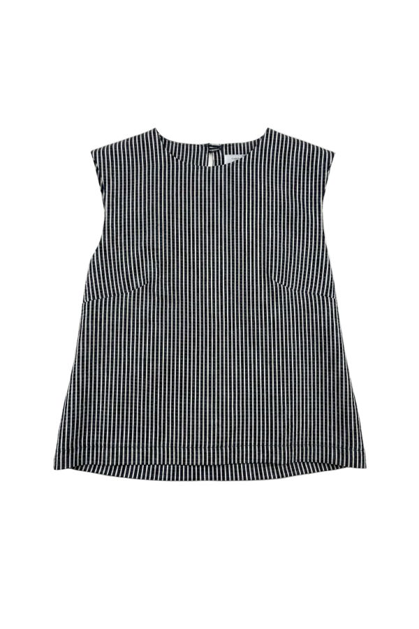 Harris Wharf London Seersucker Blouse - White/Navy