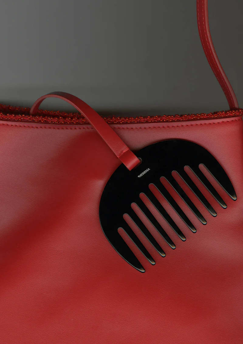 Merrma Earth Bead Leather Bag with Comb Handbag