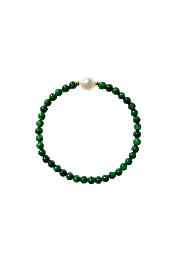 seree Clara Chalcedony Beaded Bracelet - Pearl/Green