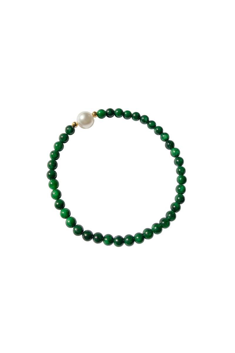 seree Clara Chalcedony Beaded Bracelet - Pearl/Green