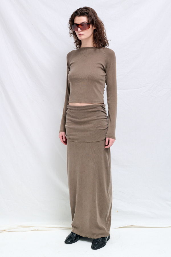 Assembly Coffee Raglan Long Sleeve Slim T-Shirt