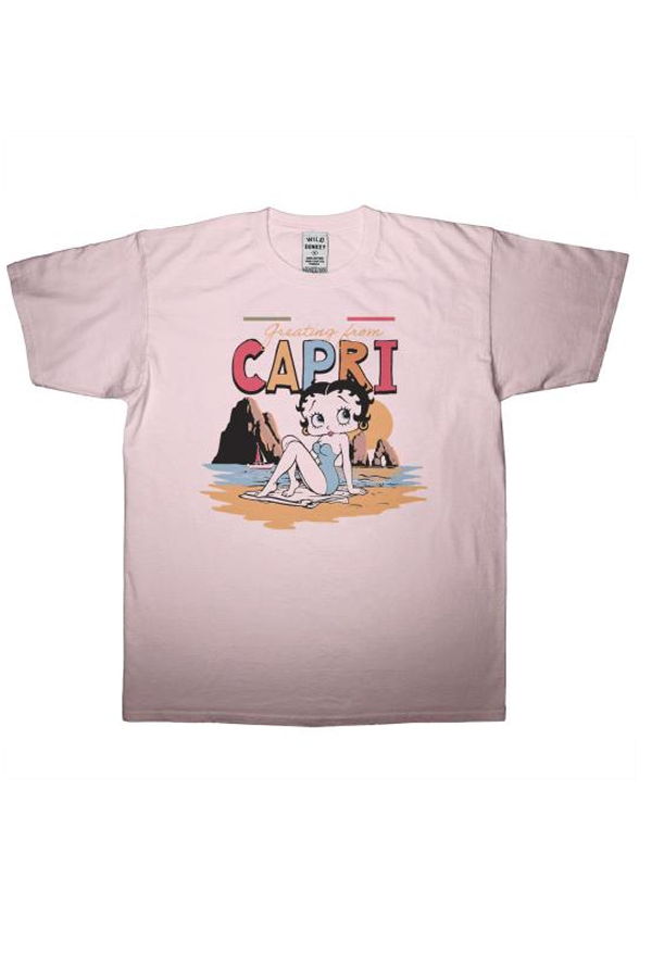 WILD DONKEY Capri T Shirt - Light Dyed Pink