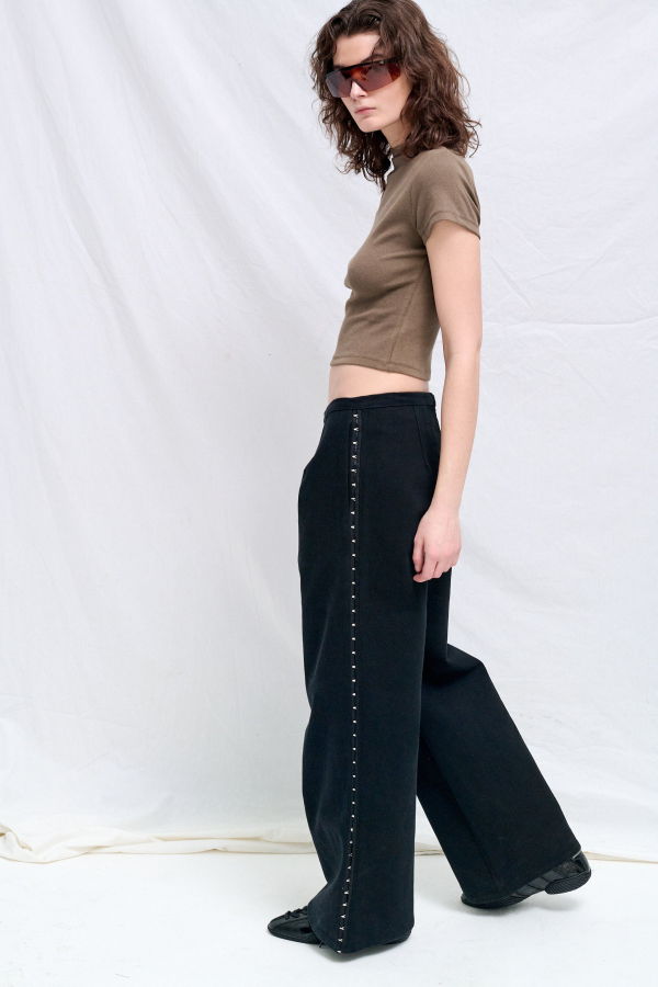 Assembly Black Denim Side Hook Clean Pant Pants