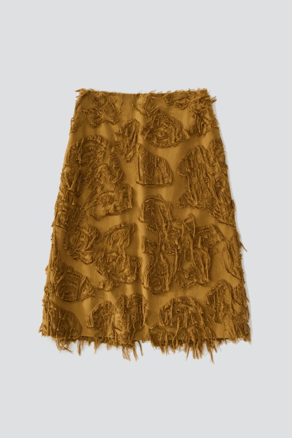 Studio Nicholson Mustard Roeper Fringe Skirt