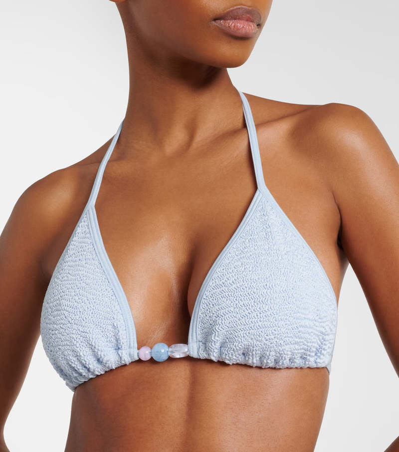 Hunza G Gina Beaded Bikini - Metallic Ice Blue