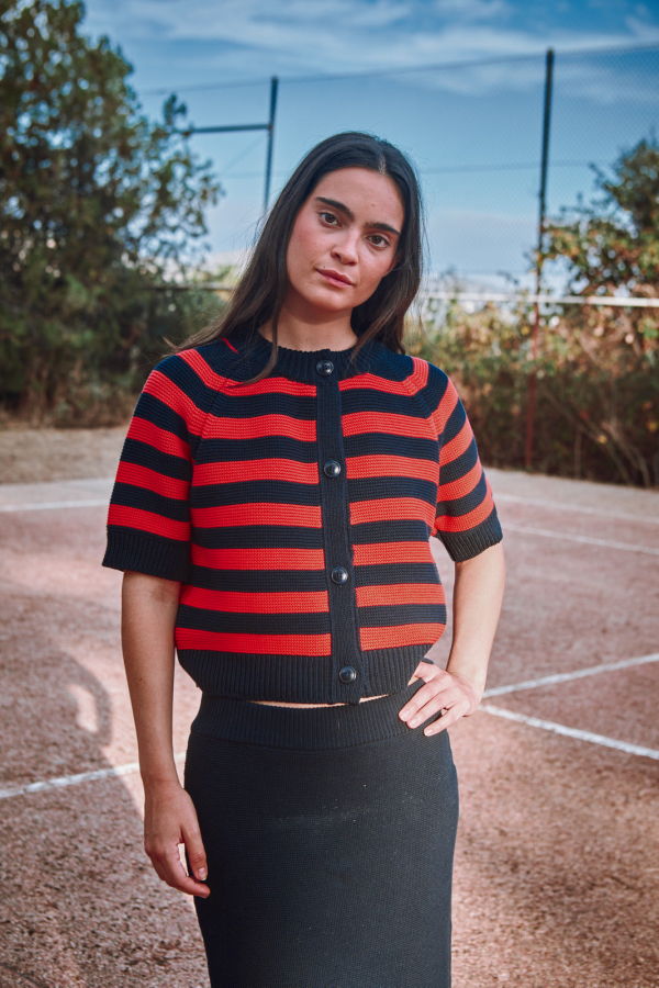 L'ENVERS Clarisse Short-Sleeve Organic Cotton Cardigan